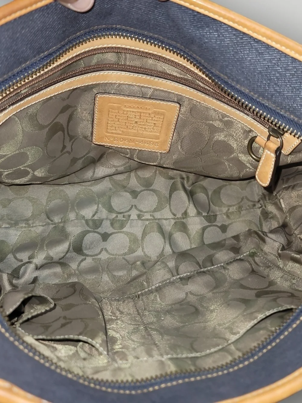 COACH Hampton Denim Blue Pink Leather Tote Bag 2004 Great Condition